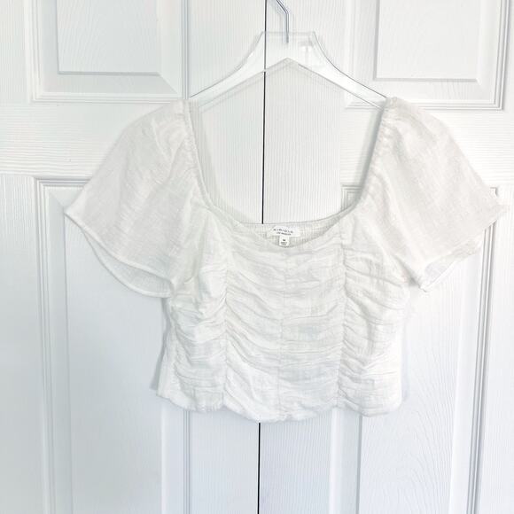 Kirious White Cropped Ruched Top - Picture 1 of 6